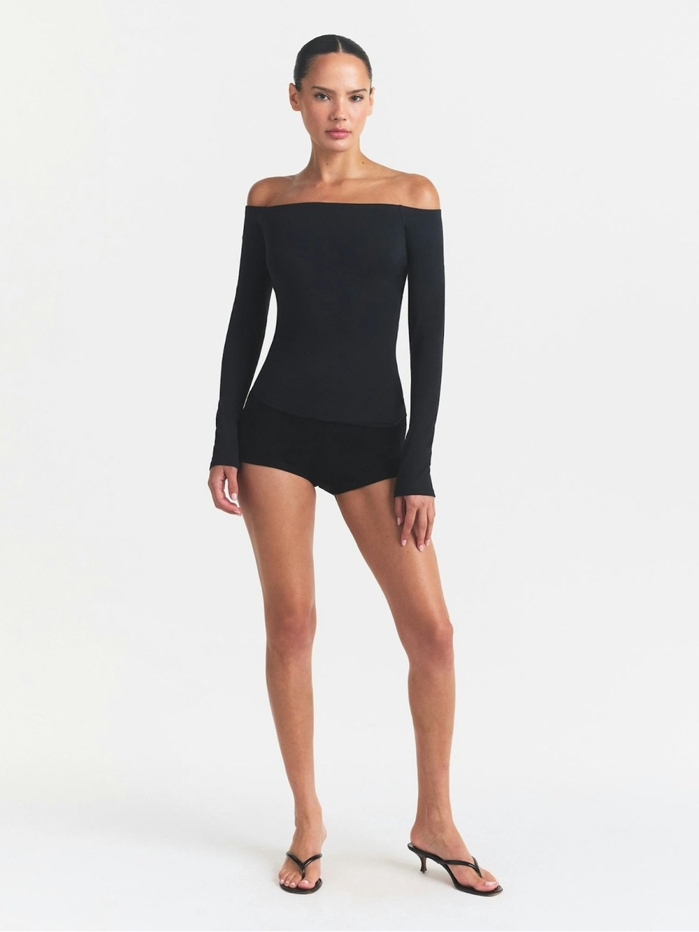 NEW SKIMS Black Off The Shoulder Top, size M